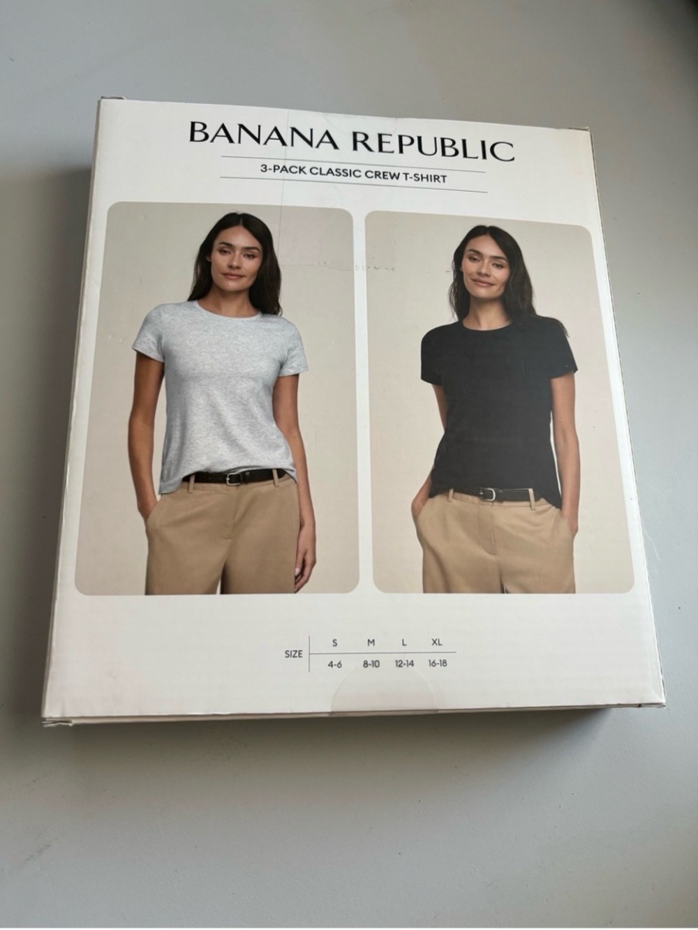 Banana Republic Women’s Classic Crew T-Shirt Pack - White & Gray - Picture 2 of 2
